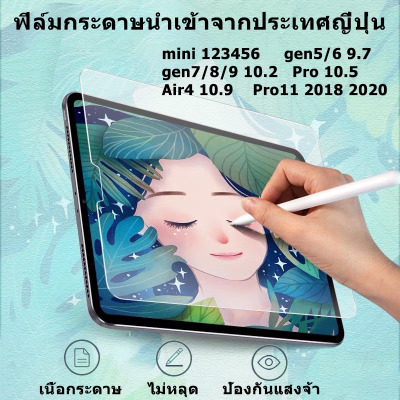 ฟิล์มกันรอยไอแพด ฟิล์มกระดาษไอแพด ฟิล์มกันรอยฝ้า สามารถทาสีด้วยมือและเขียนลื่น มีให้เลือกหลายขนาด