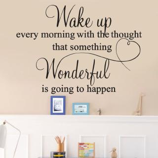 สติกเกอร์ติดผนังพิมพ์ลาย wake up every moming