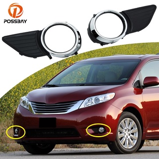 【TokTik Hot Style】ฝาครอบไฟตัดหมอก ด้านหน้ารถยนต์ ซ้าย ขวา โครเมี่ยม สําหรับ Toyota Sienna Base XLE LE 2011-2017