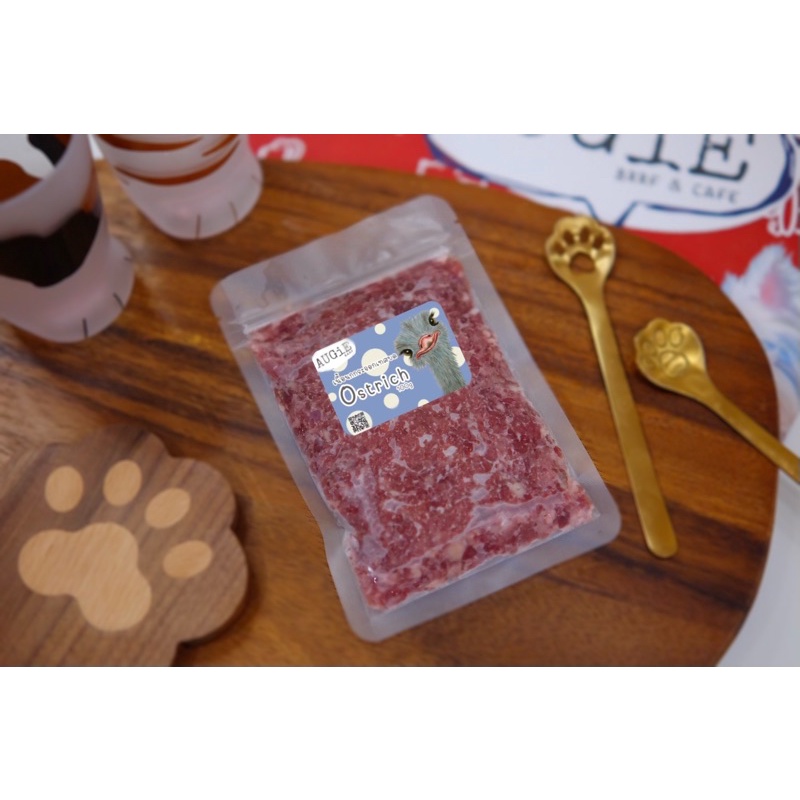Barf : เนื้อนกกระจอกเทศติดเอ็นบดละเอียด 100g/500g (Ostrich)