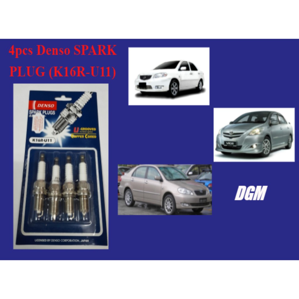 4 ชิ้น Denso SPARK PLUG (K16R-U11) สําหรับ Toyota Vios NCP42 NCP93 / Toyota Altis ZZE122 / 121 ZZE 1
