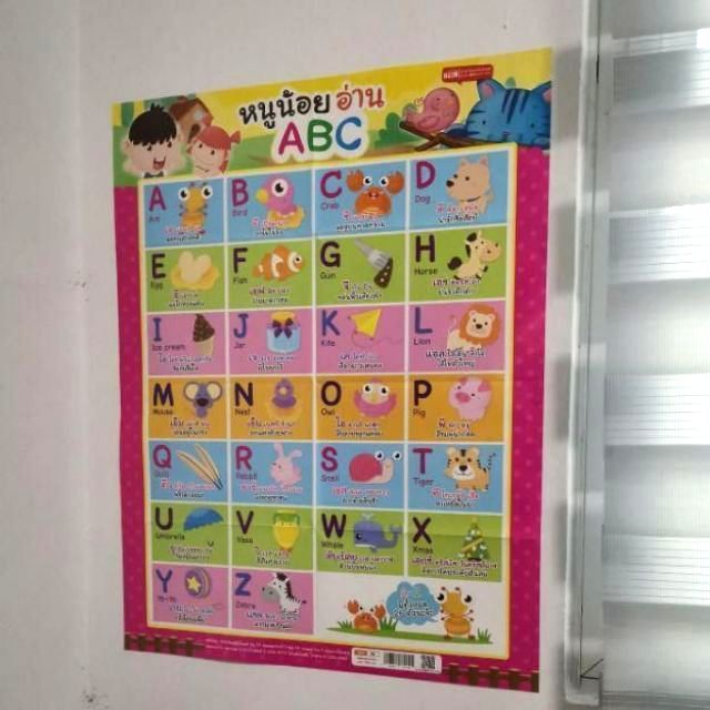 โปสเตอร์abc🔖ใบใหญ่43x56 cm🔖หนูน้อยอ่านabc