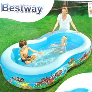 สระน้ำเป่าลม 2.62 m x1.75 mx46 cm สระน้ำ Bestway เนื้อหนาพิเศษ  มีให้เลือกแบบธรรมดาและมีราย สินค้ามีมาตรฐานมอก: