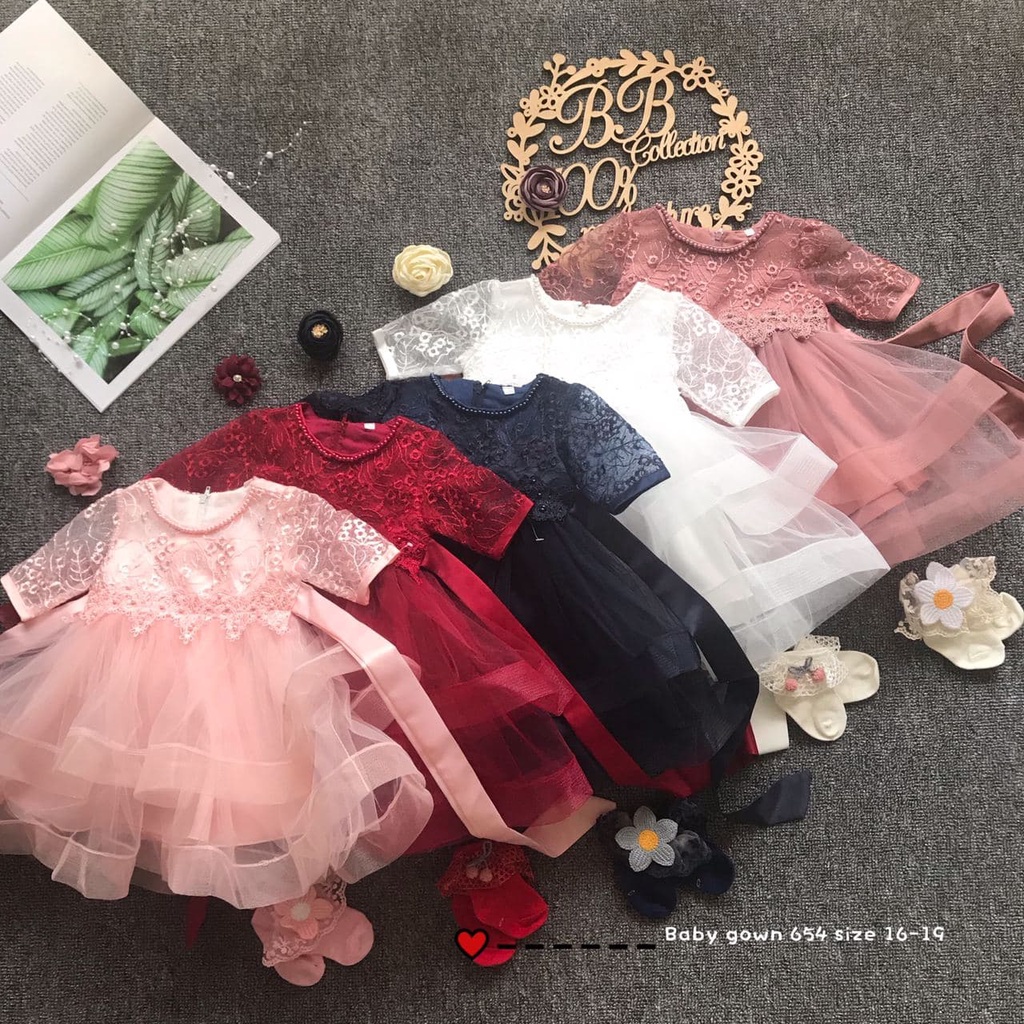LITTLE BEAR KIDS GOWN 654-DC*4 (W HEADBAND + SOCKS) 66947