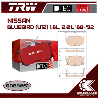 ผ้าเบรคหลัง TRW สำหรับ BLUEBIRD (U12) 1.8L, 2.0L 88-92 (GDB3051)