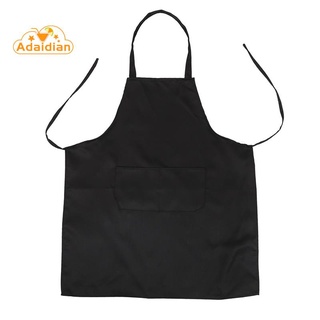 Uni 2 Pocket Black Kitchen Apron Bib, One Size in Medium