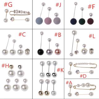 Fulllove 1 Set 6 Pcs 3Pcs เข็มกลัด Pin คำมุกสองหัว เข็มกลัดสตรีดอก Rhinstones Brooch Xmas Gift Korea มี12สี รุ่นXZ002