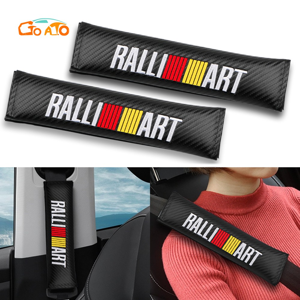 Gtioato สําหรับ Ralliart คาร ์ บอนไฟเบอร ์ รถเข ็ มขัดนิรภัยอุปกรณ ์ ตกแต ่ งภายในรถยนต ์ สําหรับ Mitsubishi Mirage Xpander Attrage Triton Mirage Pajero Attrage Strada L300 Romitsubishi Triton