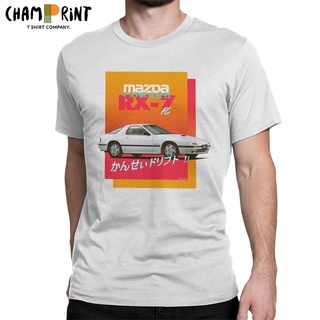 เสื้อยืดคอกลม แขนสั้น ผ้าฝ้าย 100% พิมพ์ลาย Mazda RX-7 FC Jdm สไตล์วินเทจ พลัสไซซ์ สําหรับผู้ชายS-5XL