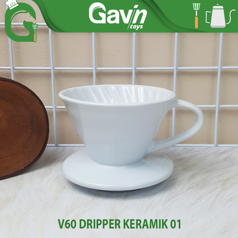 V60 Dripper 01 เซรามิคสีขาวกาแฟ Driper Filter V60 Pour Over Coffee