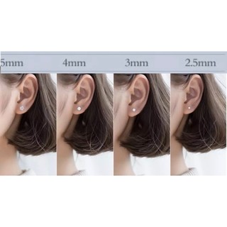 ต่างหูสตั๊ด เพชรเม็ดเดียว ต่างหูแฟชั่น ขนาด0.25-5mm