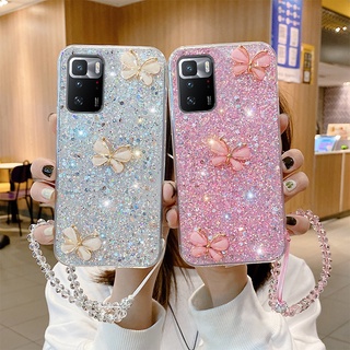 เคสโทรศัพท์มือถือซิลิโคน ลายกลิตเตอร์ วิบวับ พร้อมสายคล้อง หรูหรา สําหรับ Xiaomi Mi 11T Lite 10T Pro Poco M4 M3 X3 Pro NFC X3 GT F3