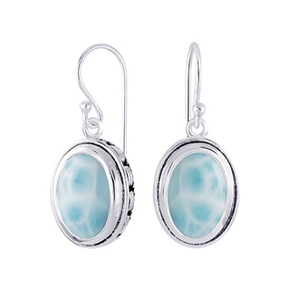 SILVER THAI 13mm Turquoise earrings silver oxidized filigree engravedางหูเทอร์ควอยซ์ 13 มม. เงินแท้925แกะสลักลวดลาย