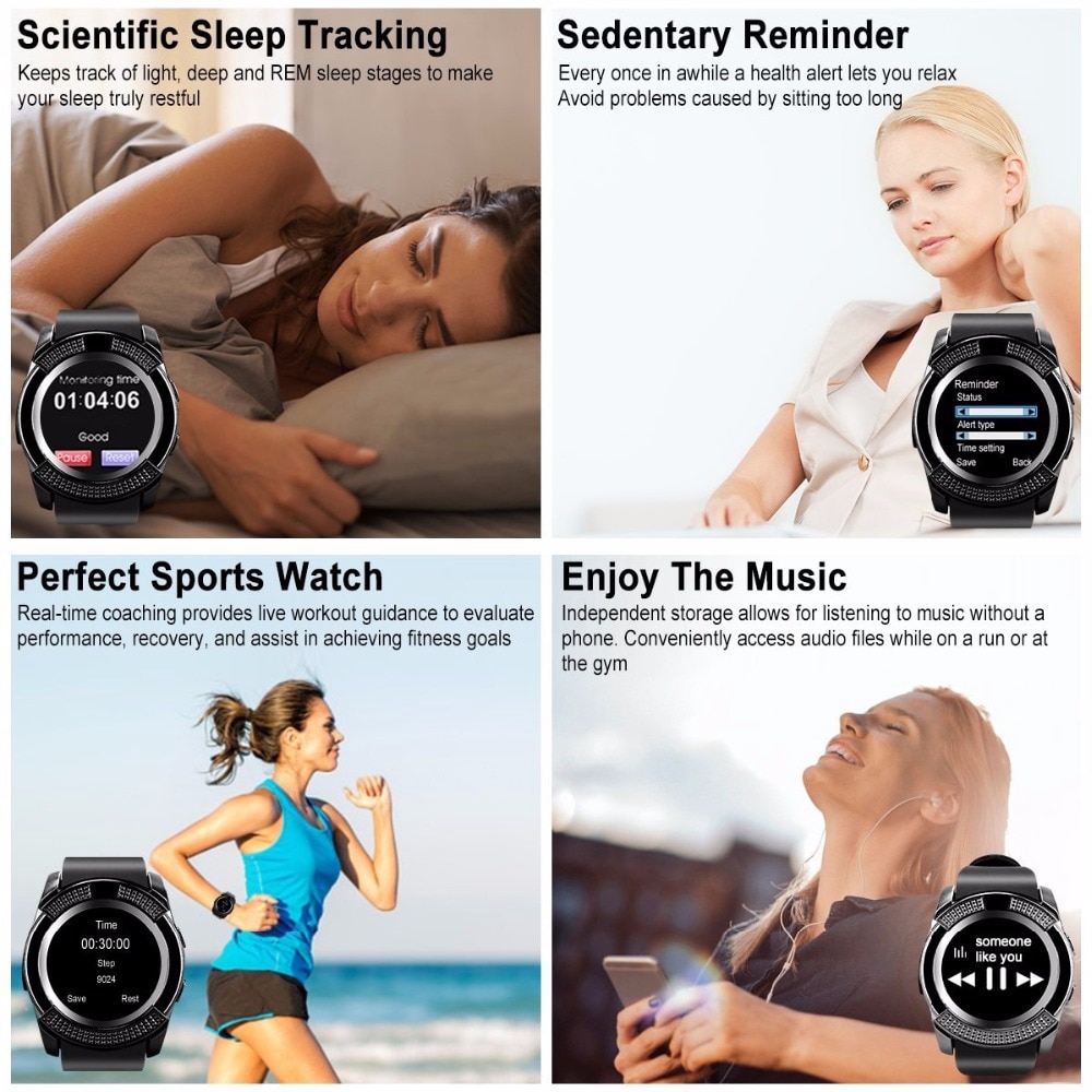 V8 Bluetooth Smart Watch Touch Screen Android Waterproof Sport ...