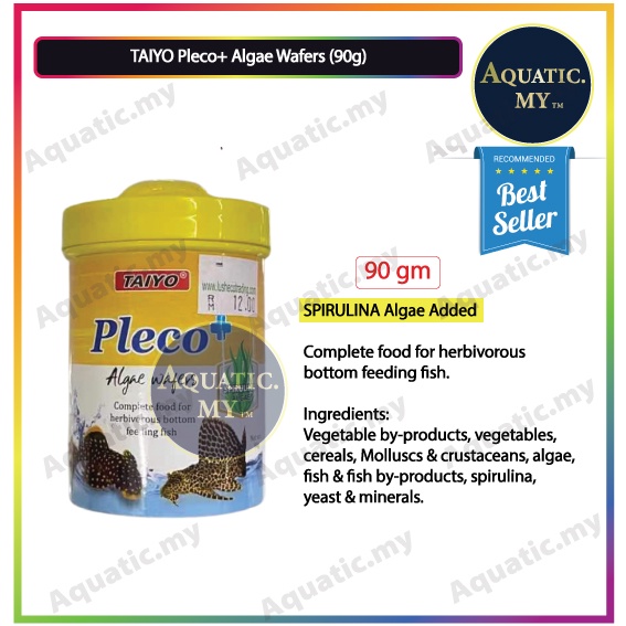 (90g) TAIYO Pleco + Algae Wafers Sinking Fish Food For Aquarium/ Makan Ikan
