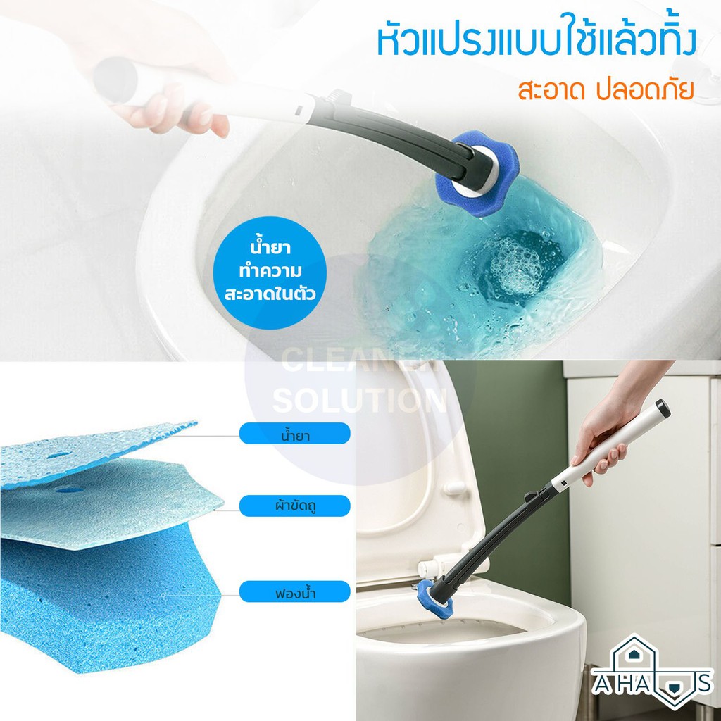 ⚡ราคา พิเศษ⚡ A HAUS แปรงขัดห้องน้ำ แปรงขัดส้วม เปลี่ยนหัวได้ + น้ำยา ทำความสะอาดห้องน้ำได้ทุกซอก ทุกมุม  ชักโครก