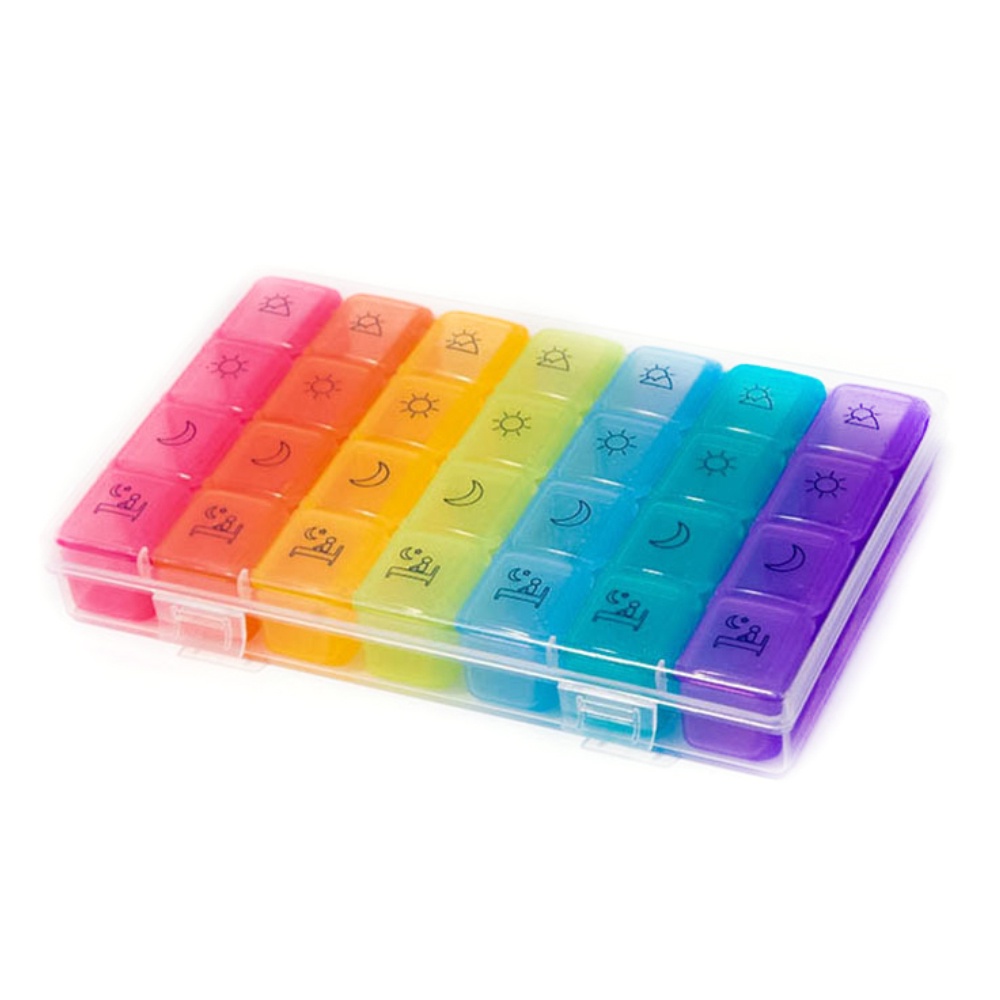 กล่องยา7 สี ถอดแยกได้ 7 วัน 28 ช่อง รายเดือน รายสัปดาห์ ตลับยา ตลับใส่ยา กล่องเก็บยา