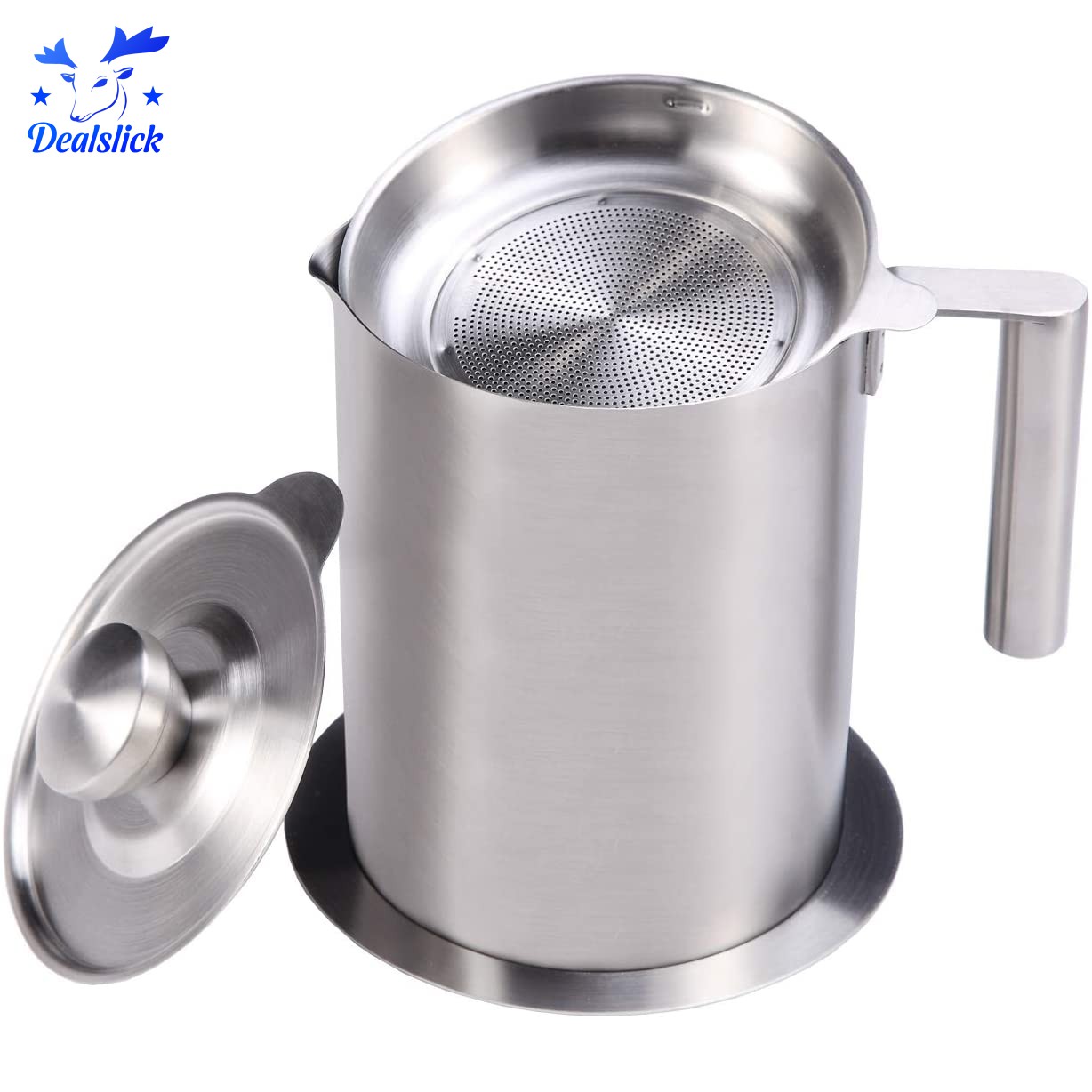 All 304 Stainless Steel Grease Strainer and Container1.5L Quart Large