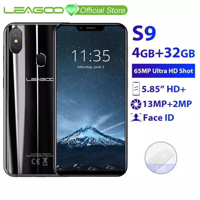 LEAGOO S9 4G สมาร์ทโฟน จอ 5.85 นิ้ว 4GB แรม32GB รอม แบตอึด3300mAh แอมป์ Android 8.1 5.85" HD+ IPS MTIK6750 Octa Core