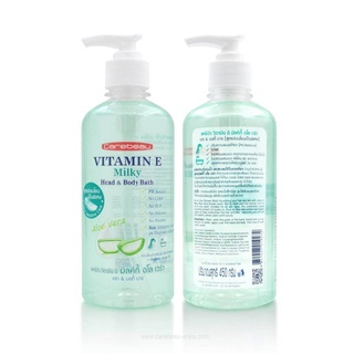 Carebeau Vittamin E Milky head&amp;Body bath ผลิตภัณฑ์อาบน้ำ และสระผมในขวดเดียว บรรจุ 450 กรัม