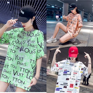 SUNNY SHOPเสื้อผ้าแฟชั่นผู้หญิง เดรส เกาหลี ฮิปฮอปสตรีท oversize เสื้อโอเวอร์ไซส์