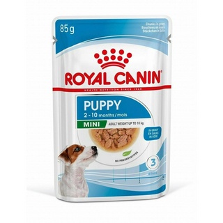 Royal Canin Mini Puppy Gravy อาหารเปียก แบบชิ้นเนื้อในซอสเกรวี่ สำหรับลูกสุนัข 85 g