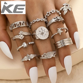 Jewelry Diamond Star Open Ring Set Geometric Irregular Ring Twelve Piece Set for girls for wom