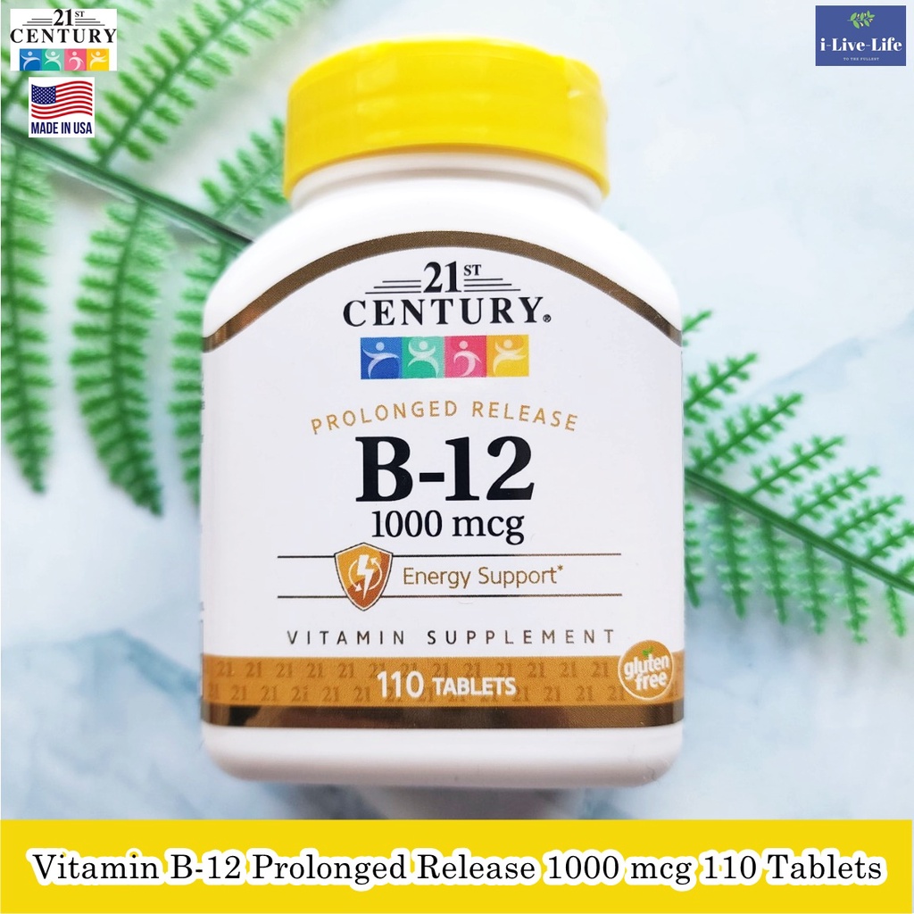 วิตามินบี Vitamin B-12 Prolonged Release 1000 mcg 110 Tablets - 21st Century B-12