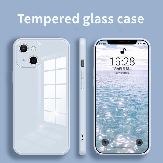 Silicon+Glass ซิลิโคนเหลวแก้วกลับเคสโทรศัพท์iphone15 14 13 12 11 Pro Max X XR XS Max 7 8 6 Plus se20