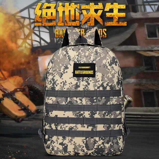 (J&T) PUBG Level 3 กระเป๋านักเรียนลายพราง