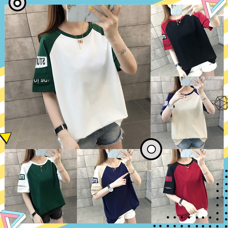 SUNDAY2020 🎀 เสื้อยืดแขนสองสีสวยใส 💟 สไตล์วัยรุ่น ผ้านิ่ม ใส่สบาย 💟