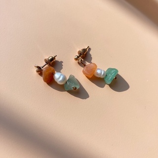 gems earrings ต่างหูก้านเงินแท้