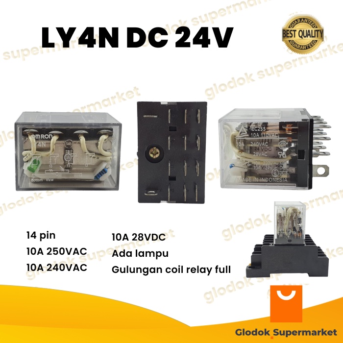 รีเลย์ LY4N DC 24V 14 ขา Riley 24 โวลต์ 14p 10a