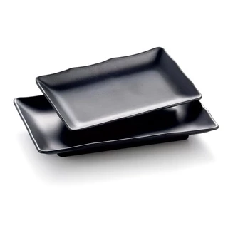 SUMO จานเปลเหลี่ยมลึกขอบหยัก ใส่ต้มยำไก่ย่าง ขนาด 8 นิ้ว ดำด้าน JP517-8