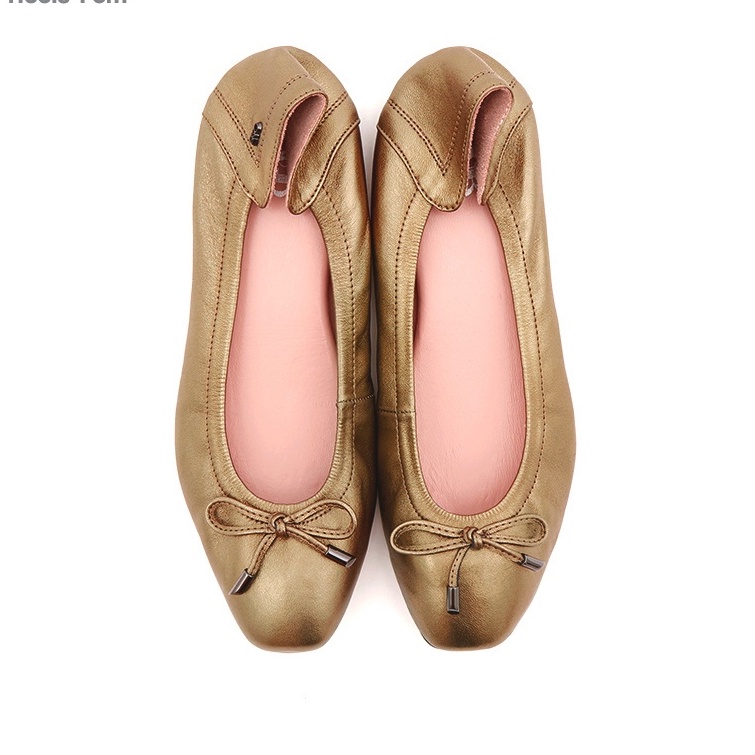O&B รองเท้าหนังแกะ รุ่น AUDREY COMFY IN SATIN BRONZE-11024CS33040F_F9SBMT