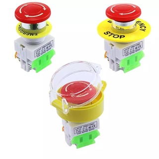 ดอกเห็ดสีแดง1NO 1NC DPST สวิตช์ปุ่มกดฉุกเฉิน AC 660V 10A emergency stop