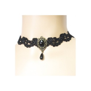 TANITTgems Vintage Onyx French Black Lace Necklace