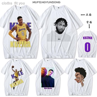 hot❈ஐLakers Kuzma Ingram James กีฬาฤดูร้อนและการพักผ่อนแขนสั้นเสื้อยืดเสื้อบาสเกตบอลเสื้อผ้า