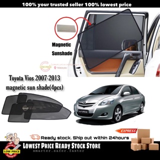 ม่านบังแดดแม่เหล็ก สําหรับ Toyota Vios 2008-2013 (4 ชิ้น) Vios Dugong Vios XP90