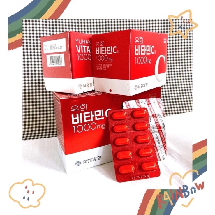 (ของแท้/พร้อมส่ง)YUHAN Vitamin C 1000mg [1กล่อง/100เม็ด].