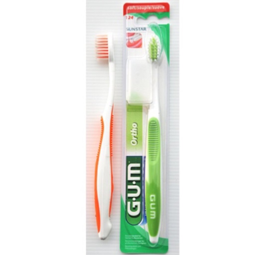 แปรงสีฟัน คนจัดฟัน แถมที่ครอบ Gum Orthodontic 124 Made in USA 1 ด้าม