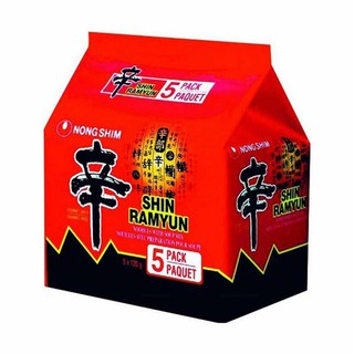 มาม่าเกาหลี Nongshim Shin Ramyun (นงชิม บะหมี่กึ่งสำเร็จรูปรสเผ็ด) 120 กรัม แพ็ค 5 ซอง