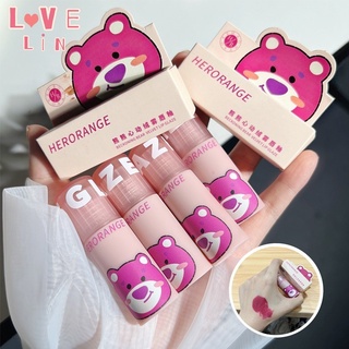 【Lovelin】HERORANGE ลิปสติก เนื้อแมตต์ กํามะหยี่ ไม่จางหาย ลายหมี สตรอเบอร์รี่