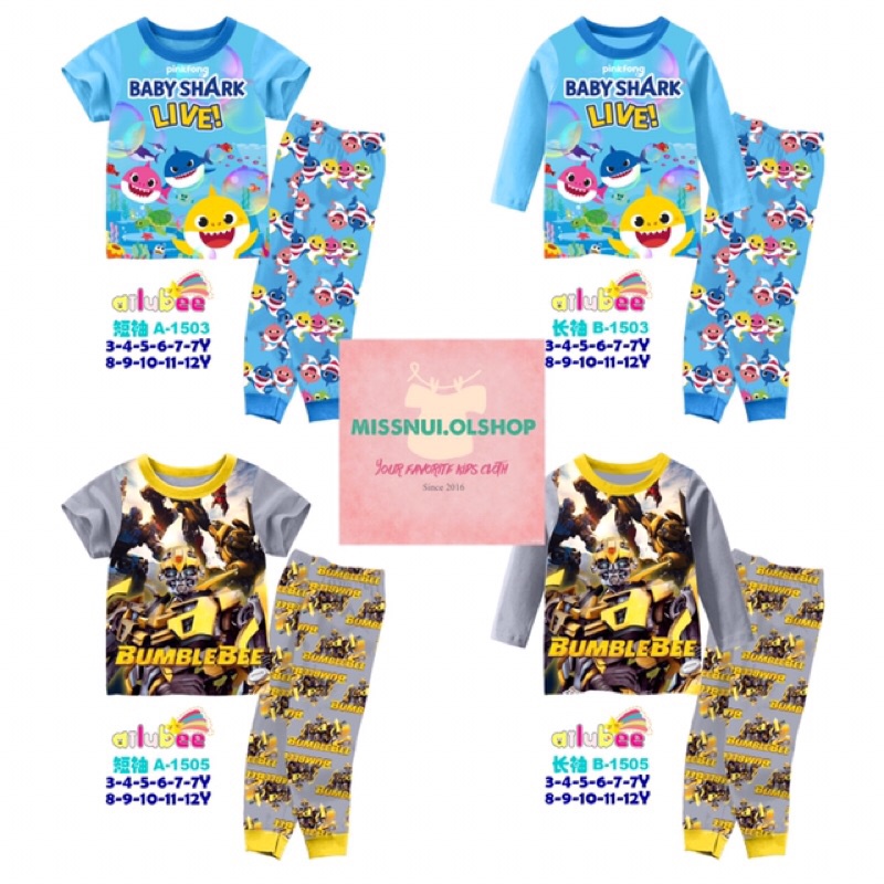 [READY] นําเข้า BOYS PAJAMAS AILUBEE AB 1503,1505 BABY SHARK BUMBLEBEE