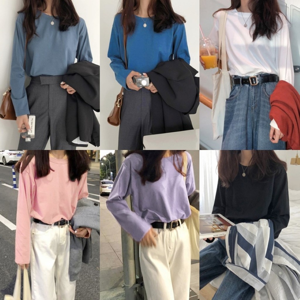 🔥ราคาถูกที่สุด🔥เสื้อยืดแขนยาวสีพื้น ทรงใหญ่ 13 สี