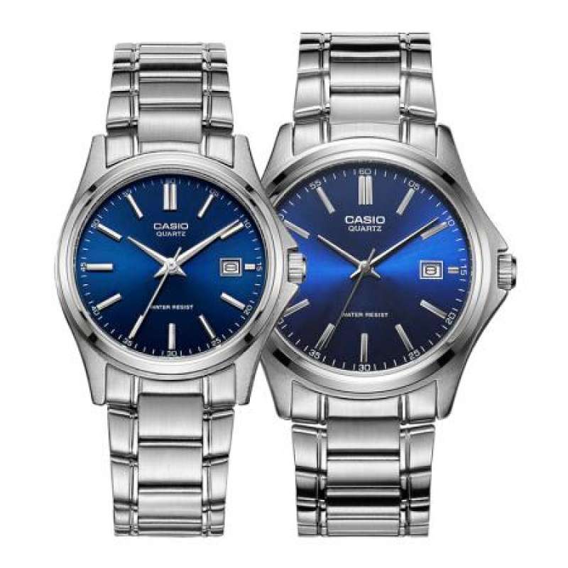Win Watch Shop นาฬิกา Casio Set คู่รัก รุ่น MTP1183A2A และ LTP1183A2A สายแสตนเลส หน้าปัดสีน้ำเงิน