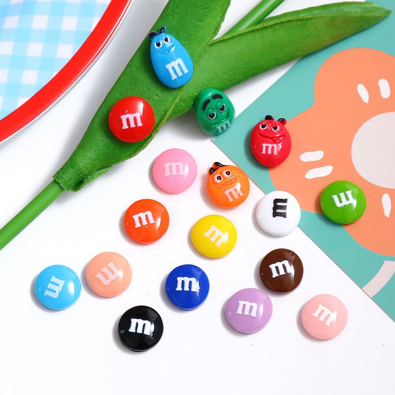 Simulation candy M bean chocolate jelly bean cream glue mobile phone case material package handmade diy self-made resin accessories