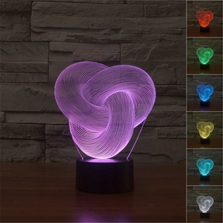 โคมไฟตั้งโต๊ะ LED รูปลูป 3D ไล่โทนสี 7 สี ชาร์จ USB