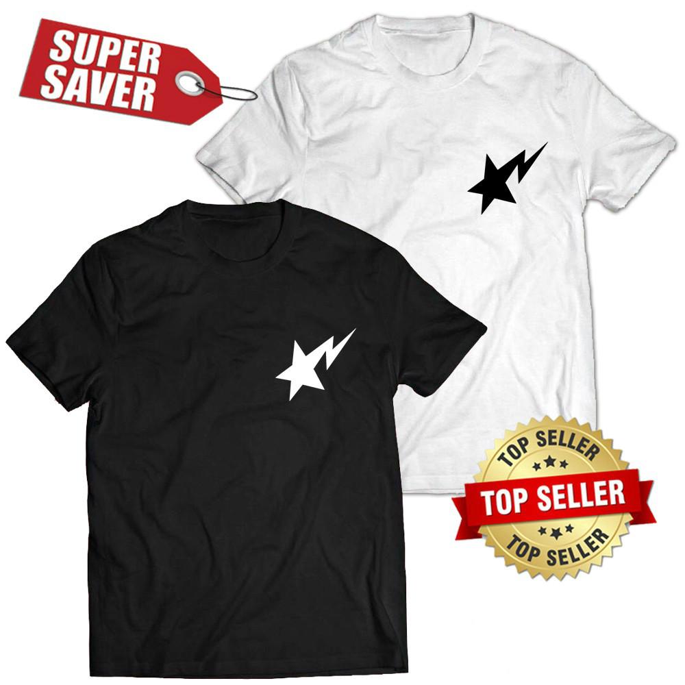 เสื้อยืด oversize แฟชั่นเกาหลี สไตล์เกาหลี Bape Star Unisex Sumemr Fashion Short Sleeve Casual T-shirt