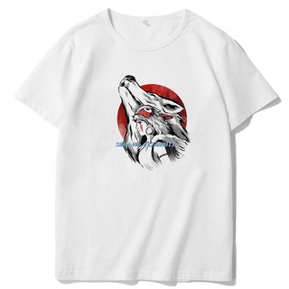 T-shirt  เสื้อยืด พิมพ์ลายการ์ตูนเจ้าหญิง Mononoke Wolf สไตล์ฮาราจูกุS-5XL